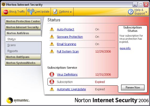 Expired Norton Antivirus